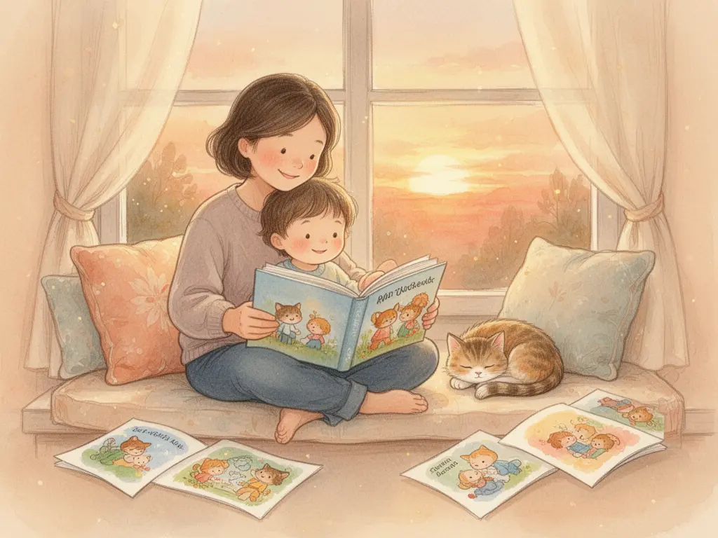 Parent and child reading a storybook together